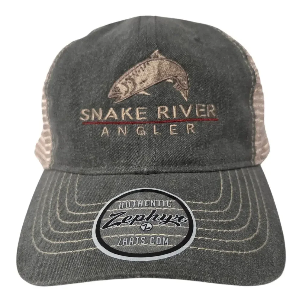 Snake River Angler Trucker Hat Jackson Hole Wyoming Zephyr Fishing Mesh Cap New